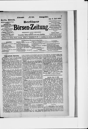 Berliner Börsen-Zeitung vom 06.07.1892