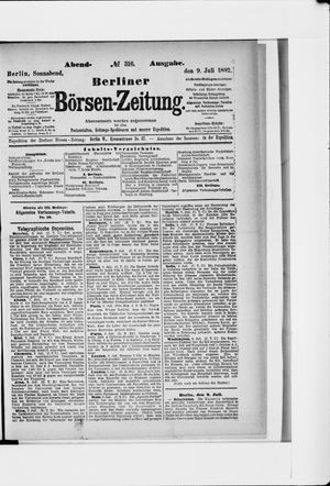 Berliner Börsen-Zeitung vom 09.07.1892