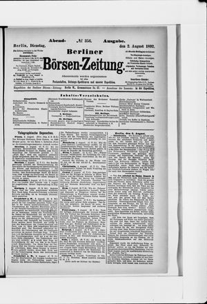 Berliner Börsen-Zeitung vom 02.08.1892