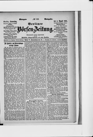 Berliner Börsen-Zeitung vom 04.08.1892