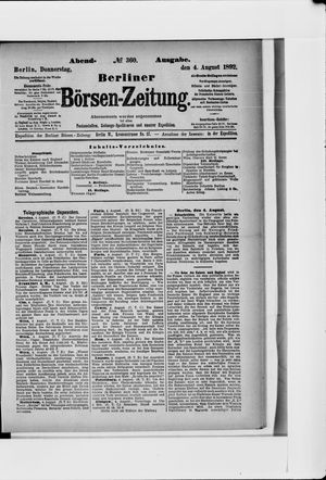 Berliner Börsen-Zeitung vom 04.08.1892