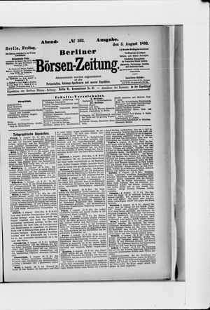 Berliner Börsen-Zeitung vom 05.08.1892