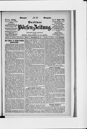 Berliner Börsen-Zeitung vom 09.08.1892