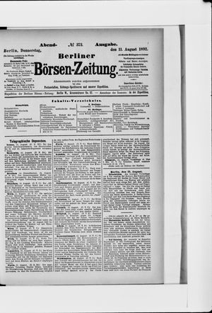 Berliner Börsen-Zeitung vom 11.08.1892