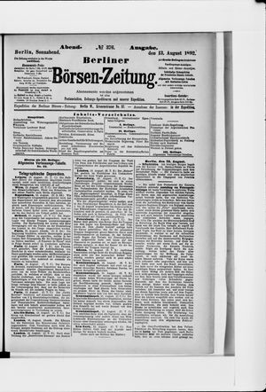 Berliner Börsen-Zeitung vom 13.08.1892