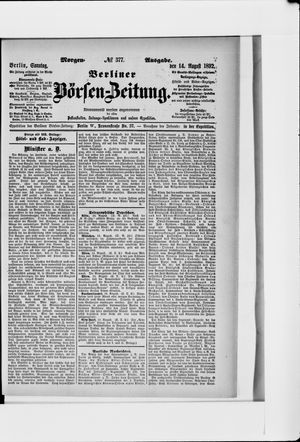 Berliner Börsen-Zeitung vom 14.08.1892