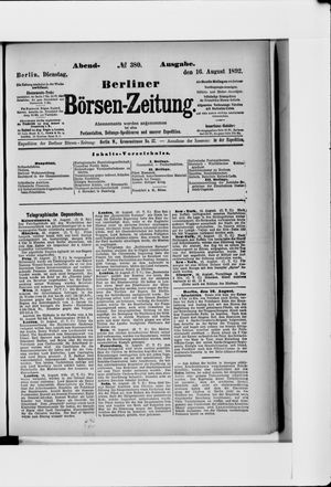 Berliner Börsen-Zeitung vom 16.08.1892