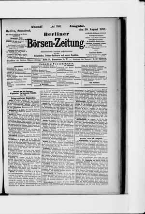 Berliner Börsen-Zeitung vom 20.08.1892