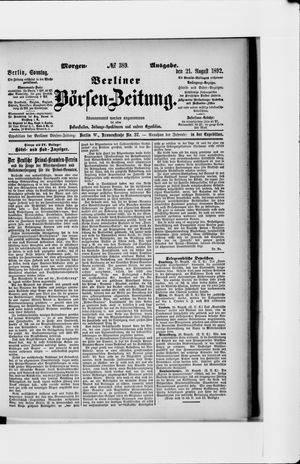 Berliner Börsen-Zeitung vom 21.08.1892