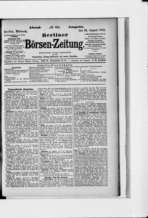 Berliner Börsen-Zeitung vom 24.08.1892