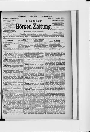 Berliner Börsen-Zeitung vom 25.08.1892