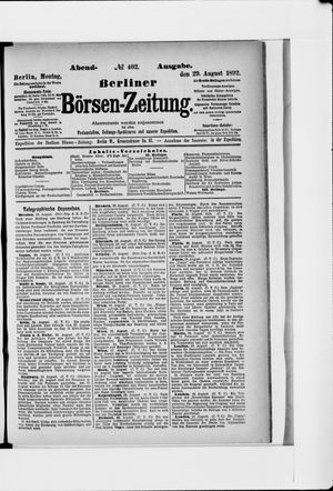 Berliner Börsen-Zeitung on Aug 29, 1892