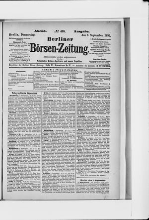 Berliner Börsen-Zeitung vom 01.09.1892