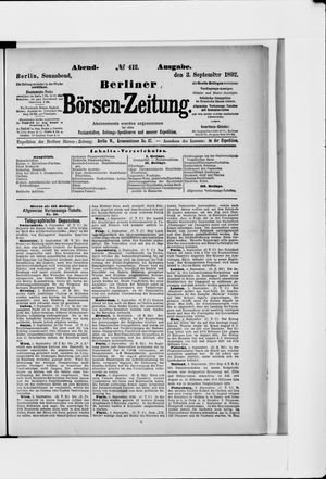 Berliner Börsen-Zeitung on Sep 3, 1892