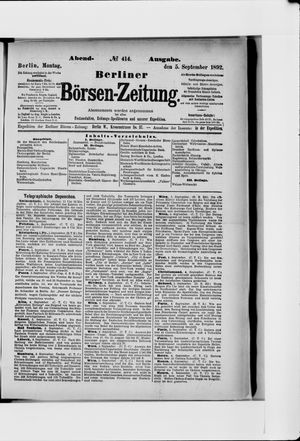 Berliner Börsen-Zeitung on Sep 5, 1892