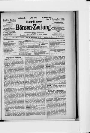 Berliner Börsen-Zeitung vom 09.09.1892