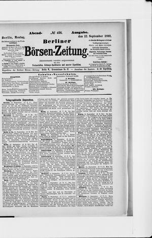 Berliner Börsen-Zeitung vom 12.09.1892
