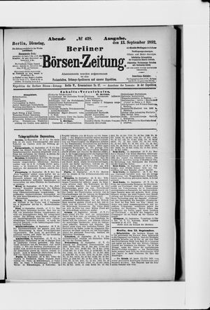 Berliner Börsen-Zeitung on Sep 13, 1892