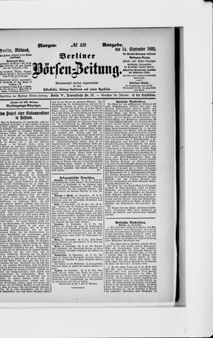 Berliner Börsen-Zeitung vom 14.09.1892