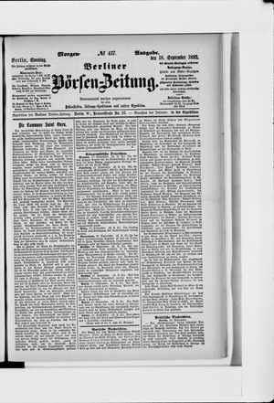 Berliner Börsen-Zeitung vom 18.09.1892