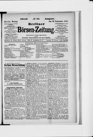 Berliner Börsen-Zeitung vom 19.09.1892