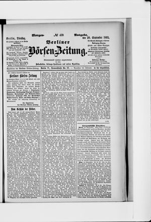 Berliner Börsen-Zeitung vom 20.09.1892