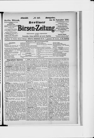 Berliner Börsen-Zeitung vom 21.09.1892