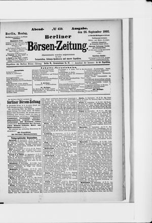 Berliner Börsen-Zeitung vom 26.09.1892
