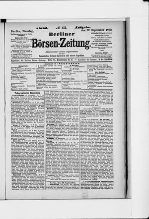 Berliner Börsen-Zeitung on Sep 27, 1892