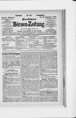 Berliner Börsen-Zeitung vom 28.09.1892