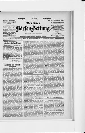 Berliner Börsen-Zeitung vom 29.09.1892