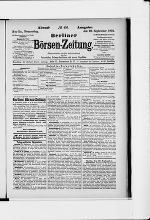 Berliner Börsen-Zeitung vom 29.09.1892