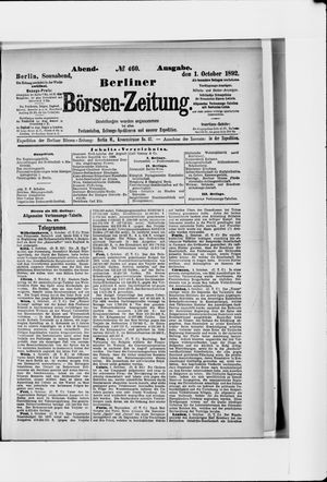 Berliner Börsen-Zeitung vom 01.10.1892