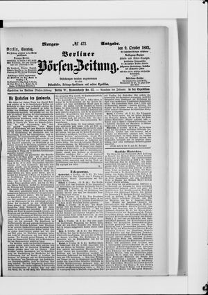 Berliner Börsen-Zeitung vom 09.10.1892