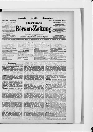 Berliner Börsen-Zeitung vom 11.10.1892