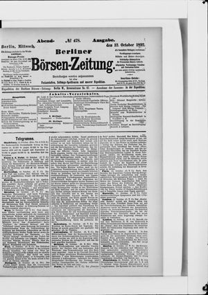 Berliner Börsen-Zeitung vom 12.10.1892