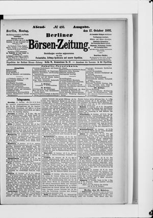 Berliner Börsen-Zeitung vom 17.10.1892
