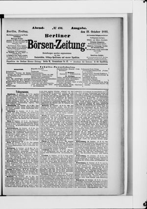 Berliner Börsen-Zeitung vom 21.10.1892