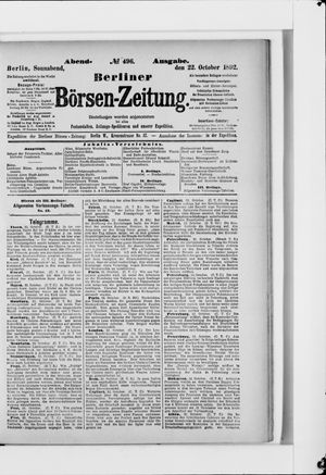 Berliner Börsen-Zeitung vom 22.10.1892
