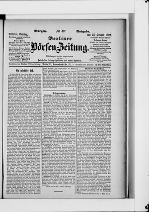 Berliner Börsen-Zeitung vom 23.10.1892