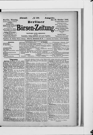 Berliner Börsen-Zeitung vom 25.10.1892