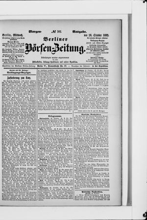 Berliner Börsen-Zeitung vom 26.10.1892