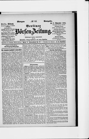 Berliner Börsen-Zeitung vom 02.11.1892