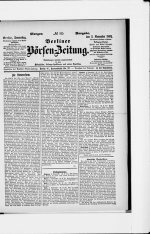 Berliner Börsen-Zeitung vom 03.11.1892