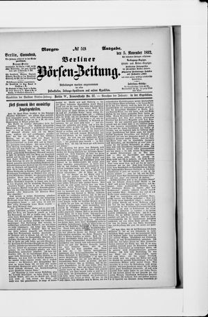 Berliner Börsen-Zeitung vom 05.11.1892