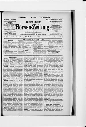 Berliner Börsen-Zeitung vom 07.11.1892