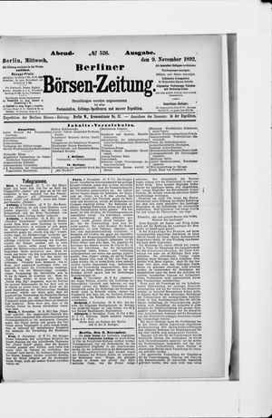 Berliner Börsen-Zeitung vom 09.11.1892