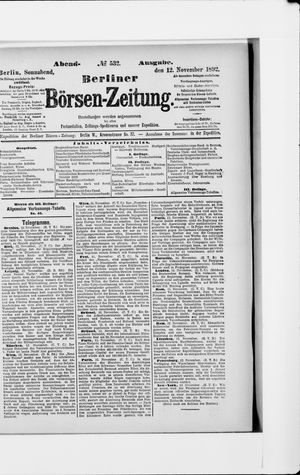Berliner Börsen-Zeitung vom 12.11.1892