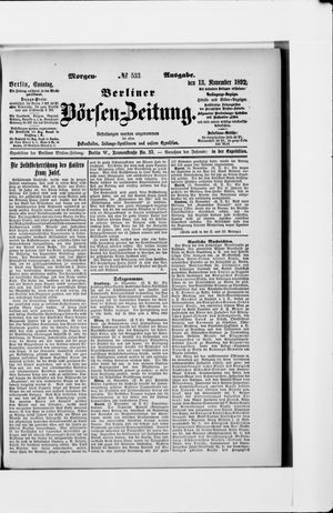 Berliner Börsen-Zeitung vom 13.11.1892