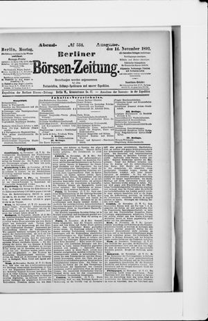Berliner Börsen-Zeitung vom 14.11.1892